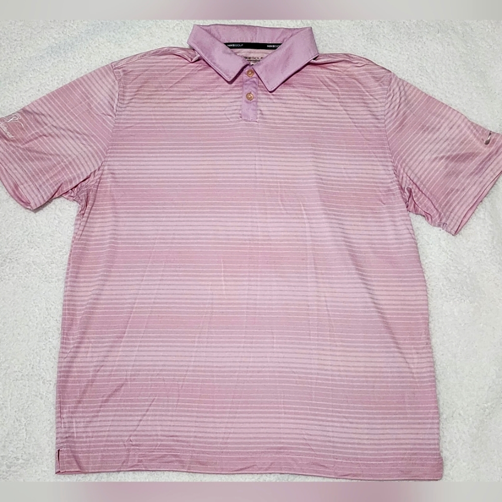 Nike Golf Tour Performance Dri-Fit Polo Size XL Striped Pink